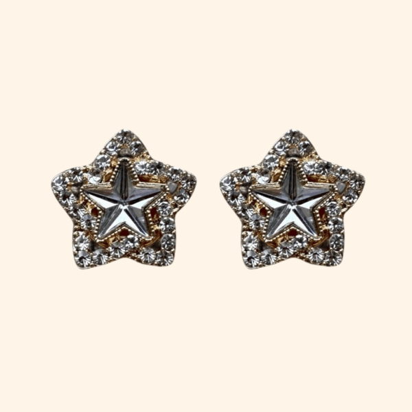 Bijou de bouton Etoile & Strass - doré et blanc